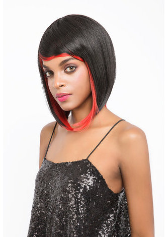BALLY | Red Color Frontal Heat Resistant Synthetic Hair 11 Inch Straight Mid-Lenght Wig
