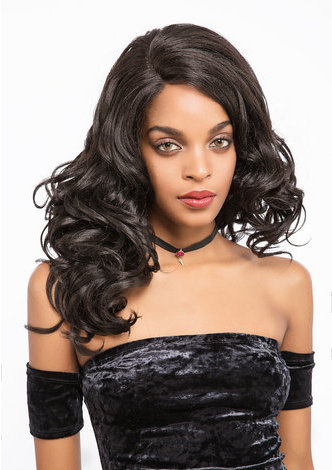 DAVITA | Swiss Lace Frotnal Heat Resistant Synthetic Hair 16 Inch Wavy Long Wig