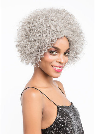 JULIA | Hoar Color Heat Resistant Synthetic Hair 9 Inch Curly Short Wig