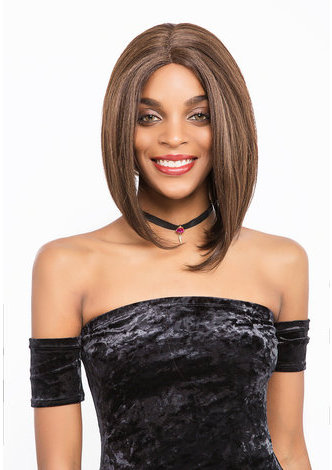Perruque de cheveux résistant à la chaleur de fibre synthétique Frotnal perruque droite pour femmes mi-longueur 12 pouces R15