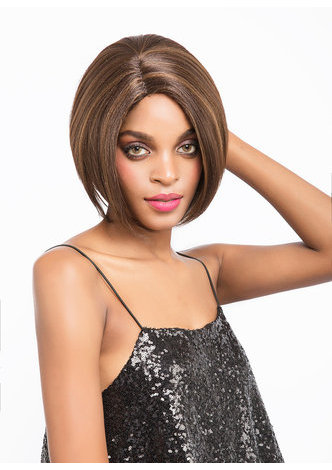 Perruque de cheveux résistante à la chaleur de fibre de perruque droite faite par machine synthétique de cheveux pour des femmes 9 pouces 6100