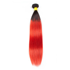 HairYouGo Hair Pre-Colored Ombre Peruvian Non-Remy Straight hair bundles Wave T1B Red Hair Weave Human Hair Extension 12-24 Inch