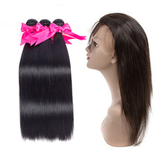 HairYouGo 7A Grade Malaysian Virgin Human Hair Straight 360 Closure with 3 straight hair bundles 1b