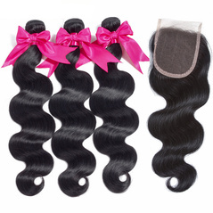 HairYouGo 8A Grade Brazilian Virgin Remy Human Hair Body Wave 4*4 Closure with 3 Body Wave hair bundles