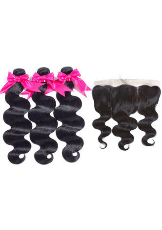 8A Grade Brazilian Remy Human Hair <em>Body</em> Wave 13*4 Closure with 3 <em>Body</em> Wave hair bundles hand-made