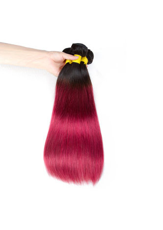 Cheveux HairYouGo Ombre pré-colorée Malaisienne Non-Remy cheveux raides bundles Vague # 1B Cheveux rouges Weave Extension de cheveux humains 12-24 pouces