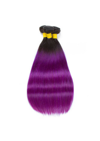 Cheveux HairYouGo Ombre pré-colorée Malaisienne non-Remy cheveux raides bundles Vague # 1B Cheveux violets Weave Extension de cheveux humains 12-24 pouces