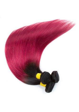 Cheveux HairYouGo Ombre pré-colorée Péruvienne Non-Remy cheveux raides bundles Vague # 1B Cheveux rouges Weave Extension de cheveux humains 12-24 pouces
