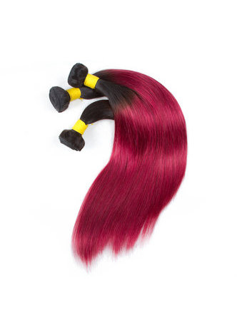 Cheveux HairYouGo Ombre pré-colorée brésilienne cheveux raides bundles vague # 1B Cheveux rouges Weave Extension de cheveux humains 12-24 pouces