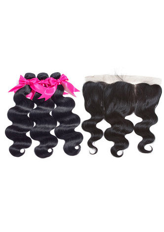 HairYouGo 7A Grade Indian Virgin Human Hair <em>Body</em> Wave 13*4 Closure with 3 <em>Body</em> Wave hair bundles