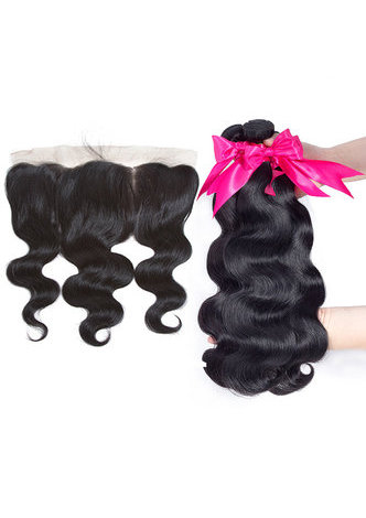 HairYouGo 8A Grade Brazilian Remy Human Hair Body Wave 360 Closure with 3 Bady Wave hair bundles 1b