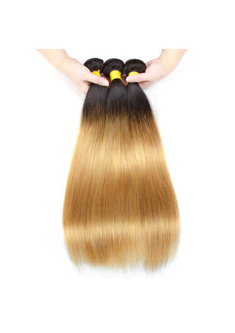HairYouGo Cheveux Ombre Pré-Coloré Malaisien Non-Remy Cheveux Raides Bundles Vague T1B Cheveux Jaunes Pores Weave Extension de Cheveux Humains 12-24 Pouces
