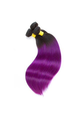 HairYouGo Hair Pre-Colored Ombre Brazilian Straight hair bundles Wave #1B Purple Hair Weave Human Hair Extension 12-24 Inch