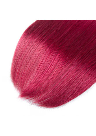 HairYouGo Hair Pre-Colored Ombre Brazilian Straight hair bundles Wave #1B Red Hair Weave Human Hair Extension 12-24 Inch