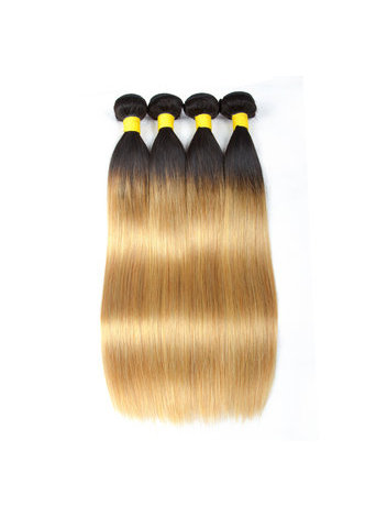 HairYouGo Hair Pre-Colored Ombre Brazilian Straight hair bundles Wave T1B Pale Yellow Hair Weave Human Hair Extension 12-24 Inch