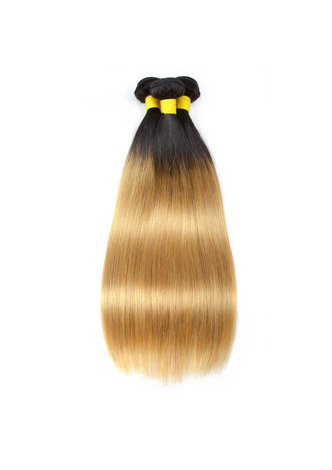 HairYouGo Hair Pre-Colored Ombre Brazilian Straight hair bundles Wave T1B Pale Yellow Hair Weave Human Hair Extension 12-24 Inch