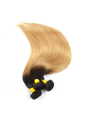 HairYouGo Hair Pre-Colored Ombre Brazilian Straight hair bundles Wave T1B Pale Yellow Hair Weave Human Hair Extension 12-24 Inch