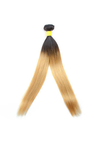 HairYouGo Hair Pre-Colored Ombre Brazilian Straight hair bundles Wave T1B Pale Yellow Hair Weave Human Hair Extension 12-24 Inch