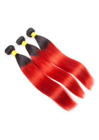 HairYouGo Hair Pre-Colored Ombre Brazilian Straight hair bundles Wave T1B Red Hair Weave Human Hair Extension 12-24 Inch