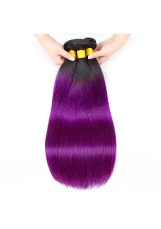 HairYouGo Hair Pre-Colored Ombre Indian Straight hair bundles Wave #1B Purple Hair Weave Human Hair Extension 12-24 Inch
