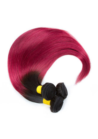 HairYouGo Hair Pre-Colored Ombre Indian Straight hair bundles Wave #1B Red Hair Weave Human Hair Extension 12-24 Inch