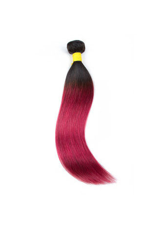 HairYouGo Hair Pre-Colored Ombre Indian Straight hair bundles Wave #1B Red Hair Weave Human Hair Extension 12-24 Inch