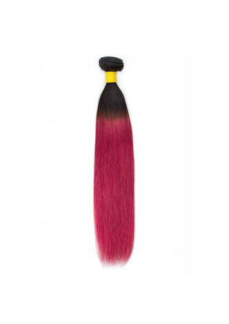 HairYouGo Hair Pre-Colored Ombre Indian Straight hair bundles Wave #1B Red Hair Weave Human Hair Extension 12-24 Inch