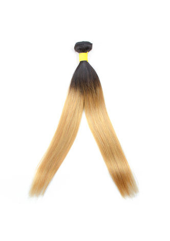 HairYouGo Hair Pre-Colored Ombre Indian Straight hair bundles Wave T1B Pale Yellow Hair Weave Human Hair Extension 12-24 Inch