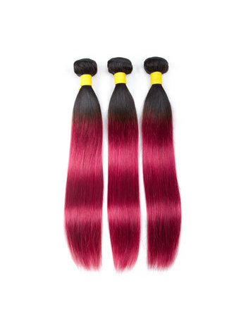HairYouGo Hair Pre-Colored Ombre Malaysian Non-Remy Straight hair bundles Wave #1B Red Hair Weave Human Hair Extension 12-24 Inch