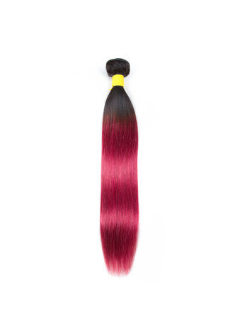 HairYouGo Hair Pre-Colored Ombre Malaysian Non-Remy Straight hair bundles Wave #1B Red Hair Weave Human Hair Extension 12-24 Inch