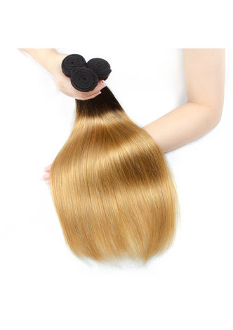 HairYouGo Hair Pre-Colored Ombre Malaysian Non-Remy Straight hair bundles Wave T1B Pale Yellow Hair Weave Human Hair Extension 12-24 Inch