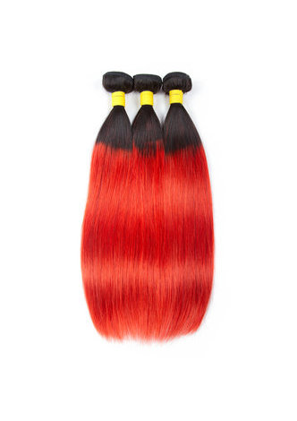 HairYouGo Hair Pre-Colored Ombre Malaysian Non-Remy Straight hair bundles Wave T1B Red Hair Weave Human Hair Extension 12-24 Inch