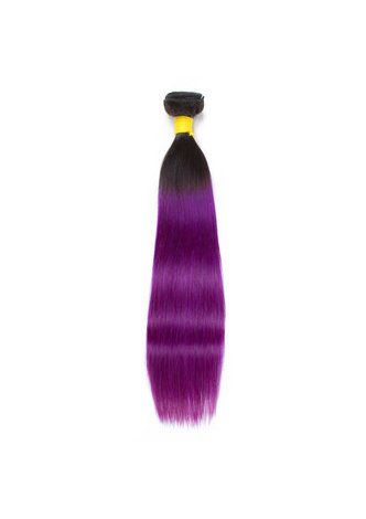 HairYouGo Hair Pre-Colored Ombre Peruvian Non-Remy Straight hair bundles Wave #1B Purple Hair Weave Human Hair Extension 12-24 Inch