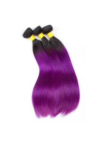 HairYouGo Hair Pre-Colored Ombre Peruvian Non-Remy Straight hair bundles Wave #1B Purple Hair Weave Human Hair Extension 12-24 Inch