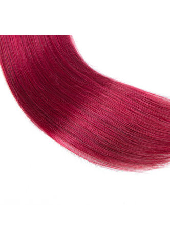 HairYouGo Hair Pre-Colored Ombre Peruvian Non-Remy Straight hair bundles Wave #1B Red Hair Weave Human Hair Extension 12-24 Inch