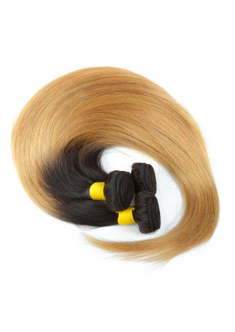 HairYouGo Hair Pre-Colored Ombre Peruvian Non-Remy Straight hair bundles Wave T1B Pale Yellow Hair Weave Human Hair Extension 12-24 Inch