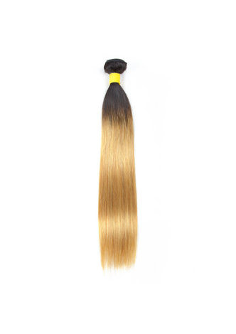 HairYouGo Hair Pre-Colored <em>Ombre</em> Peruvian Non-Remy Straight hair bundles Wave T1B Pale Yellow Hair