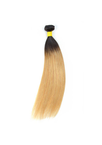 HairYouGo Hair Pre-Colored Ombre Peruvian Non-Remy Straight hair bundles Wave T1B Pale Yellow Hair Weave Human Hair Extension 12-24 Inch