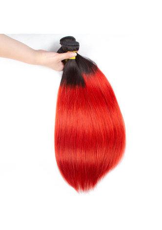 HairYouGo Hair Pre-Colored Ombre Peruvian Non-Remy Straight hair bundles Wave T1B Red Hair Weave Human Hair Extension 12-24 Inch