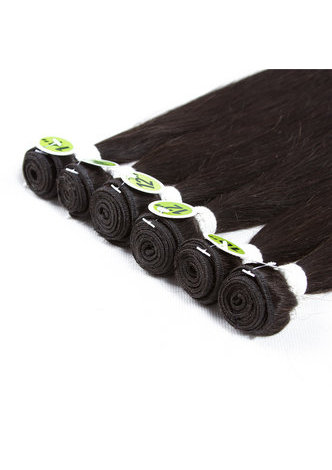 HairYouGo 7A Grade Indian Virgin Human Hair Straight 6 Bundles with Closure #1B Nature Color 100g/pc 