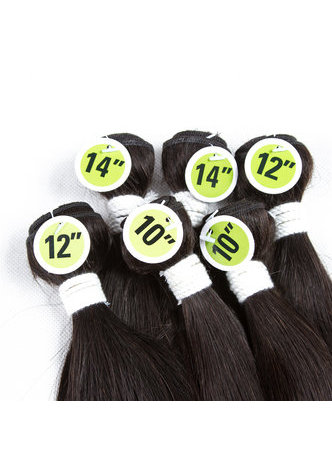 HairYouGo 7A Grade Indian Virgin Human Hair Straight 6 Bundles with Closure #1B Nature Color 100g/pc 