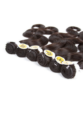 HairYouGo 7A Grade Malaysian Virgin Human Hair Body Wave 6 Bundles with Closure #1B Nature Color 100g/pc