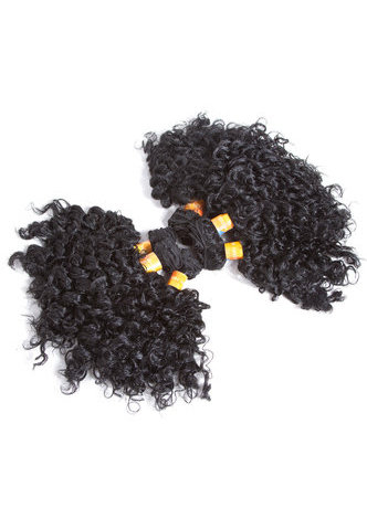 HairYouGo короткие вьющиеся Синтетические Волосы для Наращивания #1 6шт/упаковка канекалон волокно ткачество Для Чернокожих Женщин  6 дюймов волосы ткачества