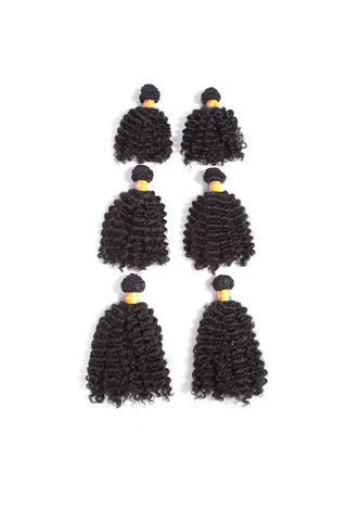 HairYouGo  Synthetic Hair Weft 6pcs/lot 200g Jazz Wave Double Weft Weaving for Black Women 1B Color 5.5inch 7inch 9inch