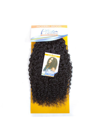 HairYouGo 16inch Kanekalon Synthetic Hair Weaving 1pc Machine Double Weft Curly Hair Weave Bundles for Black Women 1B