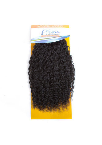 HairYouGo 16inch Kanekalon Synthetic Hair Weaving 1pc Machine Double Weft Curly Hair Weave Bundles for Black Women 1B