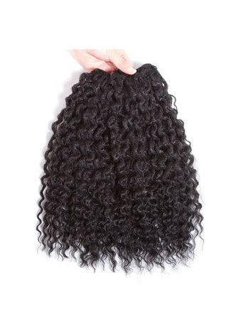 HairYouGo 16inch <em>Kanekalon</em> Synthetic Hair Weaving 1pc Machine Double Weft Curly Hair Weave Bundles