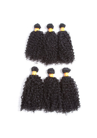 HairYouGo 1B# Synthetic Curly Hair Extensions 9.5&quot;inch <em>6</em>Pcs/Pack Kanekalon Hair Wave