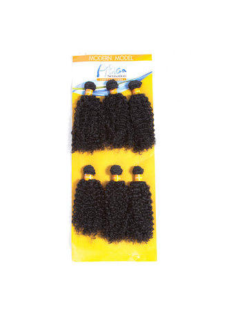 HairYouGo 1B# Synthetic Curly Hair Extensions 9.5inch 6Pcs/Pack Kanekalon Hair Wave Bundles Deals Machine Sewed Double Weft