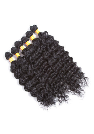 HairYouGo 1B# Synthetic Rose Wave Hair Extensions 6pcs/Pack <em>Kanekalon</em> <em>Fiber</em> Wavy Weave for Black